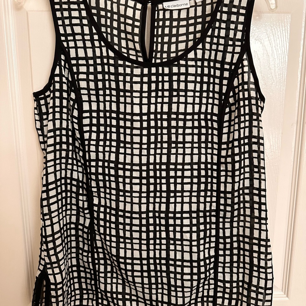 Liz Claiborne Black and White Grid Blouse